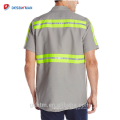 Großhandel Marine / Grau Kurzarm 2 Stück ausgekleidet Kragen verbesserte Sicherheit reflektierende hohe Sichtbarkeit Sicherheit Taste Workwear Shirts